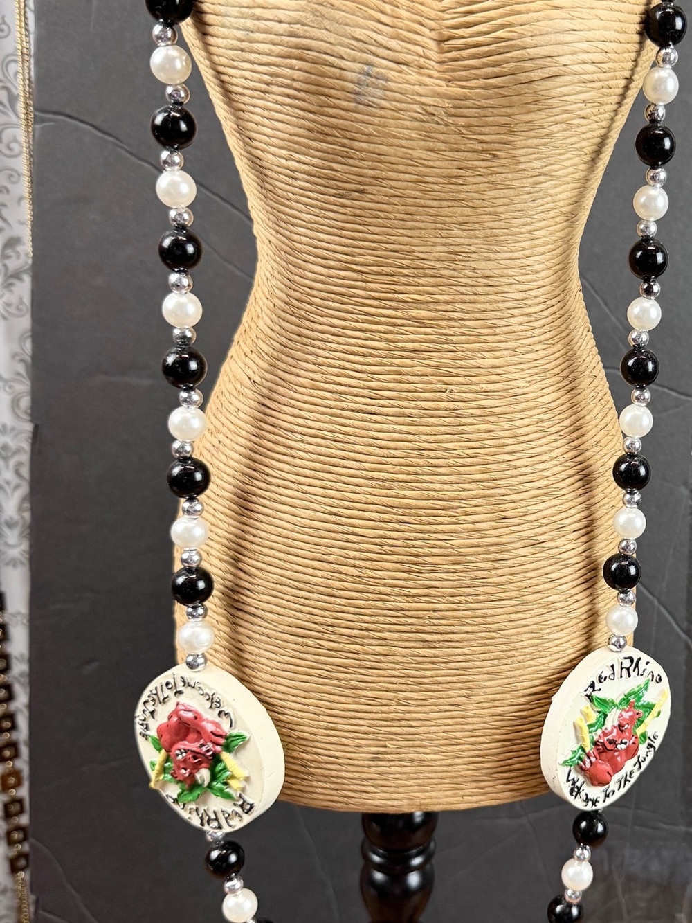 Red Rhino 241 Bourbon StreetBlack & White Beads Necklace  Decorative Medallions